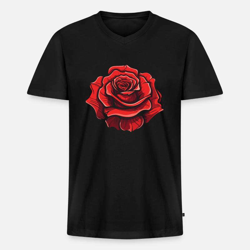 Rote Rose Goth Cool - Männer Premium Bio T-Shirt mit V-Ausschnitt - Schwarz