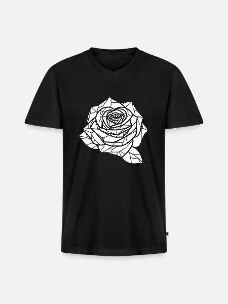 Rote Rose Goth - Männer Premium Bio T-Shirt mit V-Ausschnitt - Schwarz