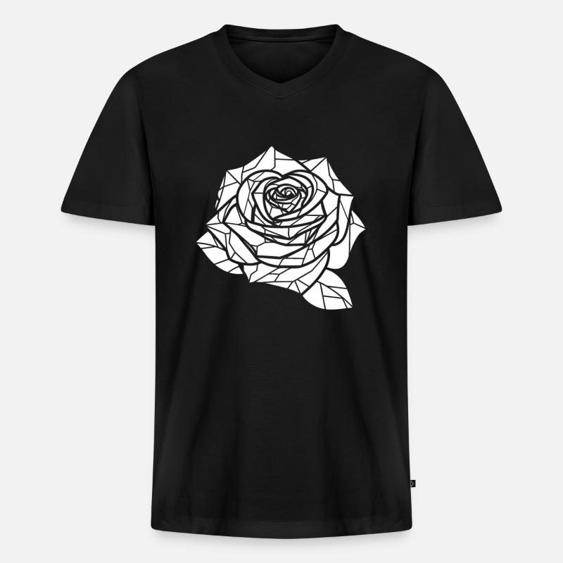 Rote Rose Goth - Männer Premium Bio T-Shirt mit V-Ausschnitt - Schwarz