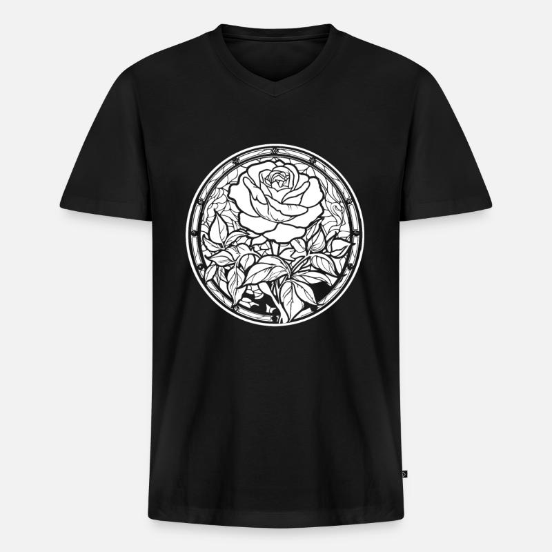 Rote Rose Goth - Männer Premium Bio T-Shirt mit V-Ausschnitt - Schwarz