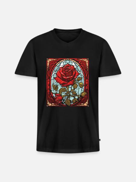 Red Rose Goth - Men's Premium Organic T-shirt with V-neck - black