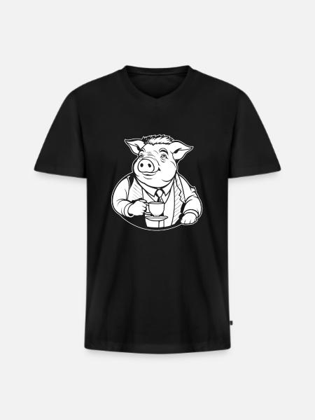 Pig Pig Farmer Coffee - Men's Premium Organic T-shirt with V-neck - black