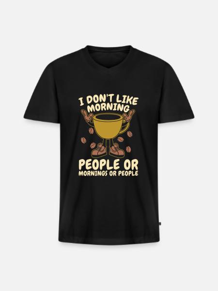 Coffee Cafe Lustig - Men's Premium Organic T-shirt with V-neck - black