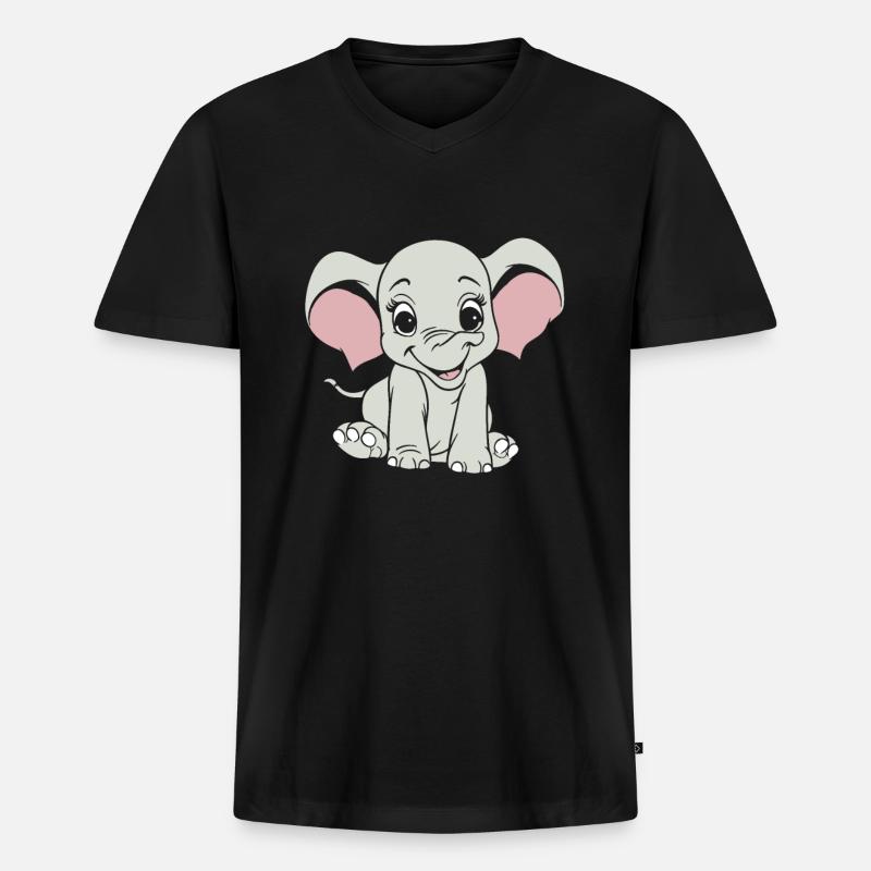 Elefant Lächelnd - Männer Premium Bio T-Shirt mit V-Ausschnitt - Schwarz