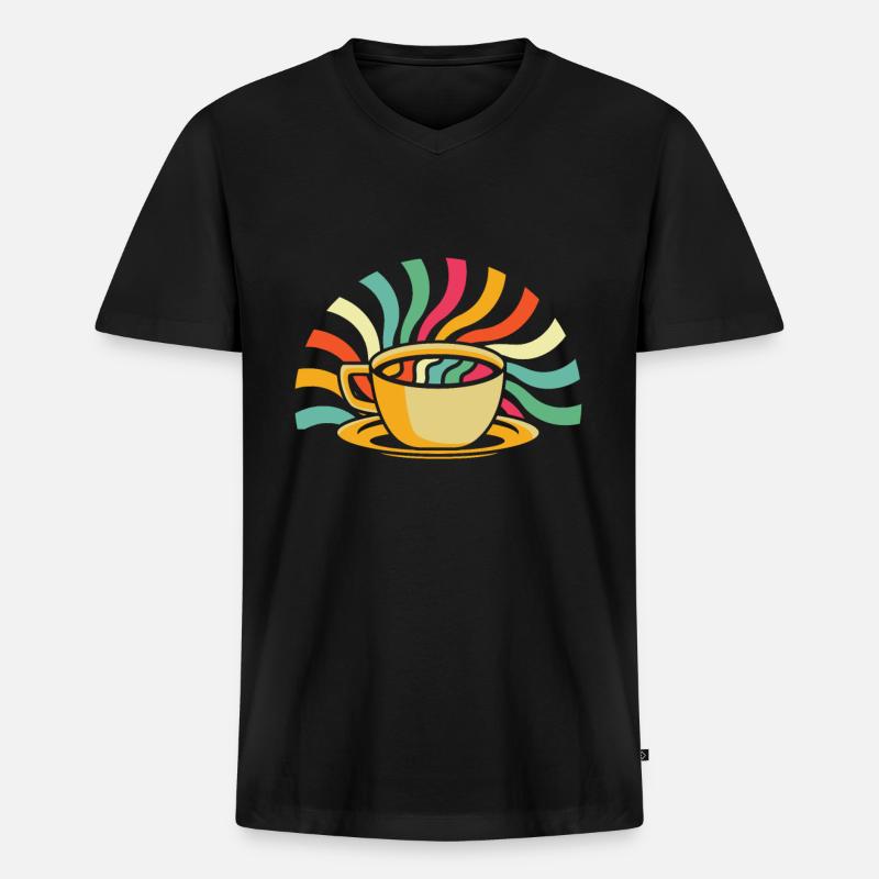 Kaffee Cafe - Männer Premium Bio T-Shirt mit V-Ausschnitt - Schwarz