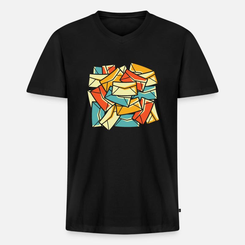 Postbote Briefträger - Männer Premium Bio T-Shirt mit V-Ausschnitt - Schwarz