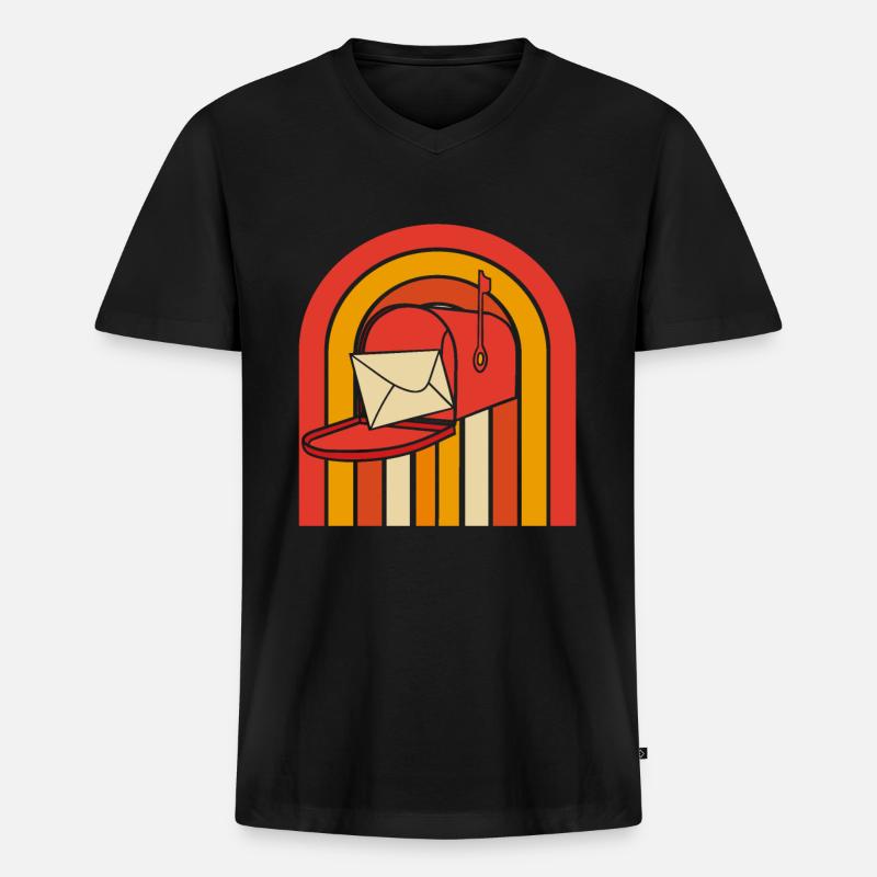 Postbote Briefträger - Männer Premium Bio T-Shirt mit V-Ausschnitt - Schwarz