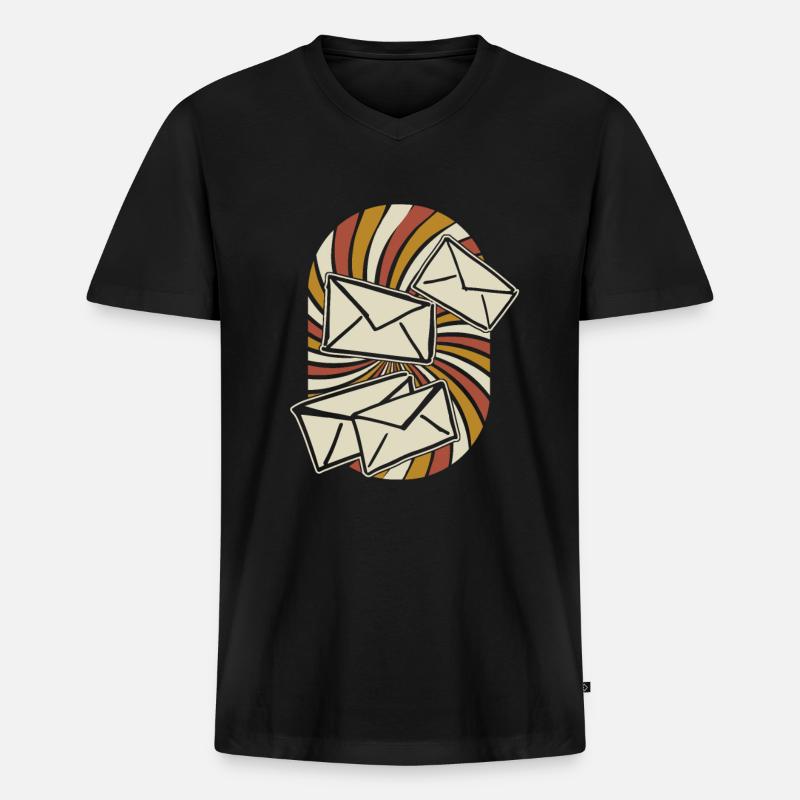 Postbote Briefträger - Männer Premium Bio T-Shirt mit V-Ausschnitt - Schwarz