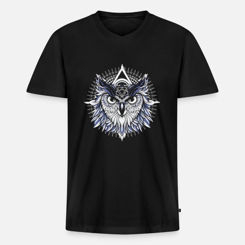 Eule Abstrakt - Männer Premium Bio T-Shirt mit V-Ausschnitt - Schwarz