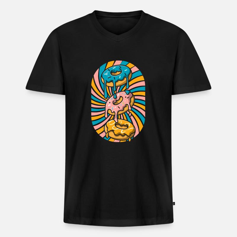 Donut - Männer Premium Bio T-Shirt mit V-Ausschnitt - Schwarz