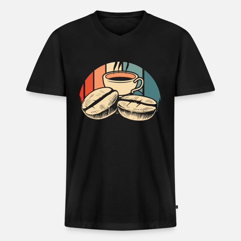 Kaffee Cafe - Männer Premium Bio T-Shirt mit V-Ausschnitt - Schwarz