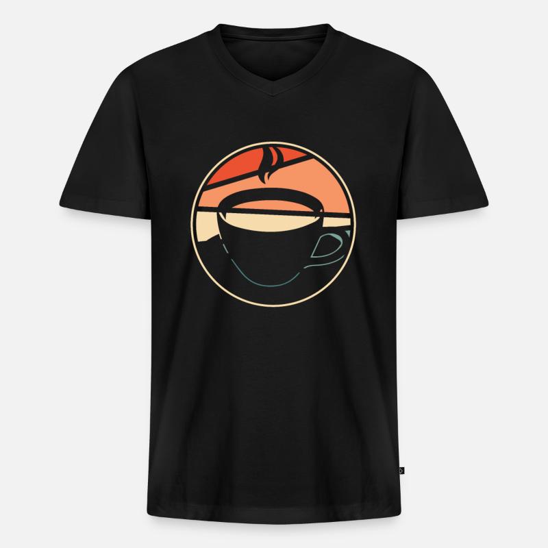 Kaffee Cafe - Männer Premium Bio T-Shirt mit V-Ausschnitt - Schwarz