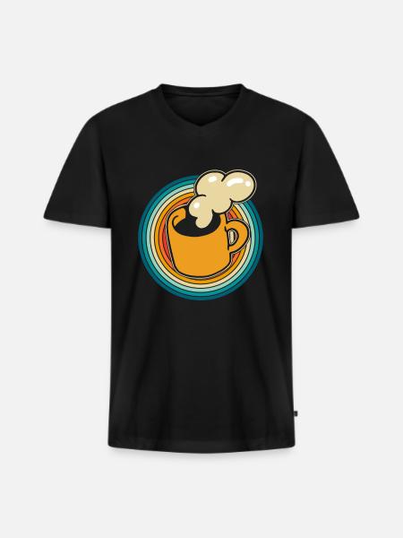 Coffee Cafe - Men's Premium Organic T-shirt with V-neck - black