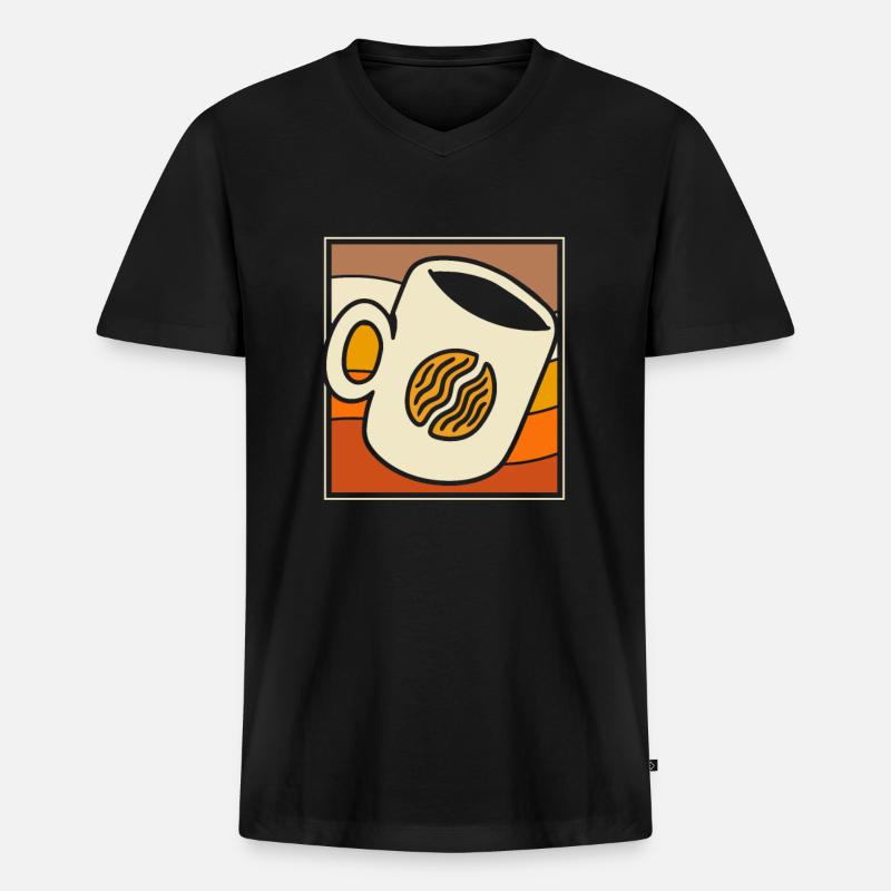 Kaffee Cafe - Männer Premium Bio T-Shirt mit V-Ausschnitt - Schwarz