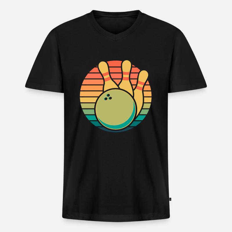 Bowling Bowlen Bowler - Männer Premium Bio T-Shirt mit V-Ausschnitt - Schwarz