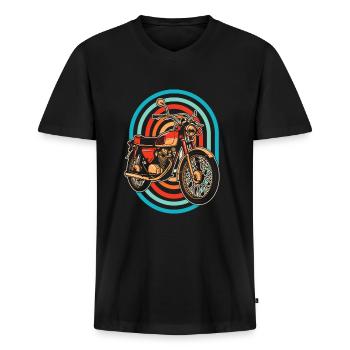 Motorrad Biker Motorbike - Männer Premium Bio T-Shirt mit V-Ausschnitt - Schwarz - Vorne - Nico (187cm)