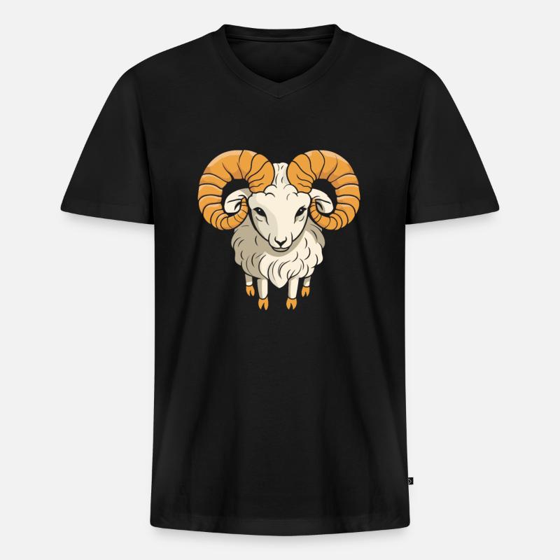 Widder Kawaii - Männer Premium Bio T-Shirt mit V-Ausschnitt - Schwarz