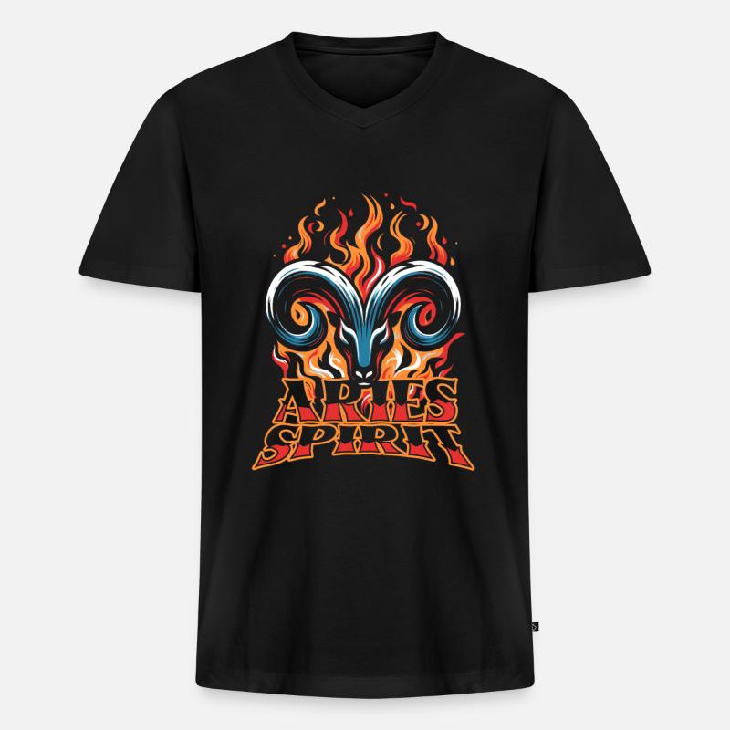 Widder Lustig Feuergeist - Männer Premium Bio T-Shirt mit V-Ausschnitt - Schwarz
