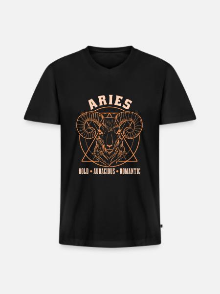 Widder Sternzeichenmerkmale - Männer Premium Bio T-Shirt mit V-Ausschnitt - Schwarz