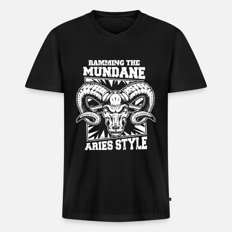 Widder - Männer Premium Bio T-Shirt mit V-Ausschnitt - Schwarz