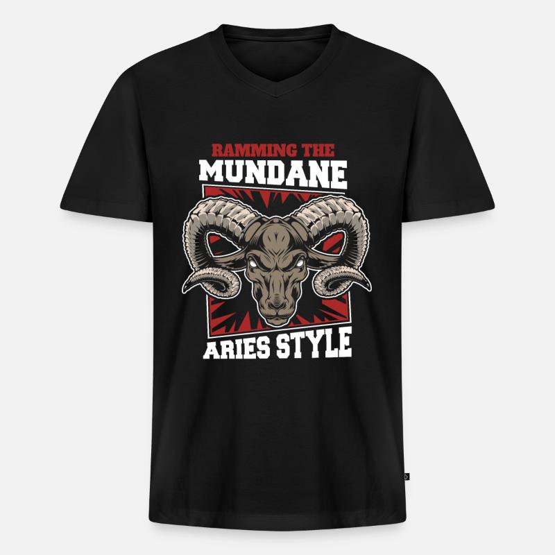 Widder - Männer Premium Bio T-Shirt mit V-Ausschnitt - Schwarz