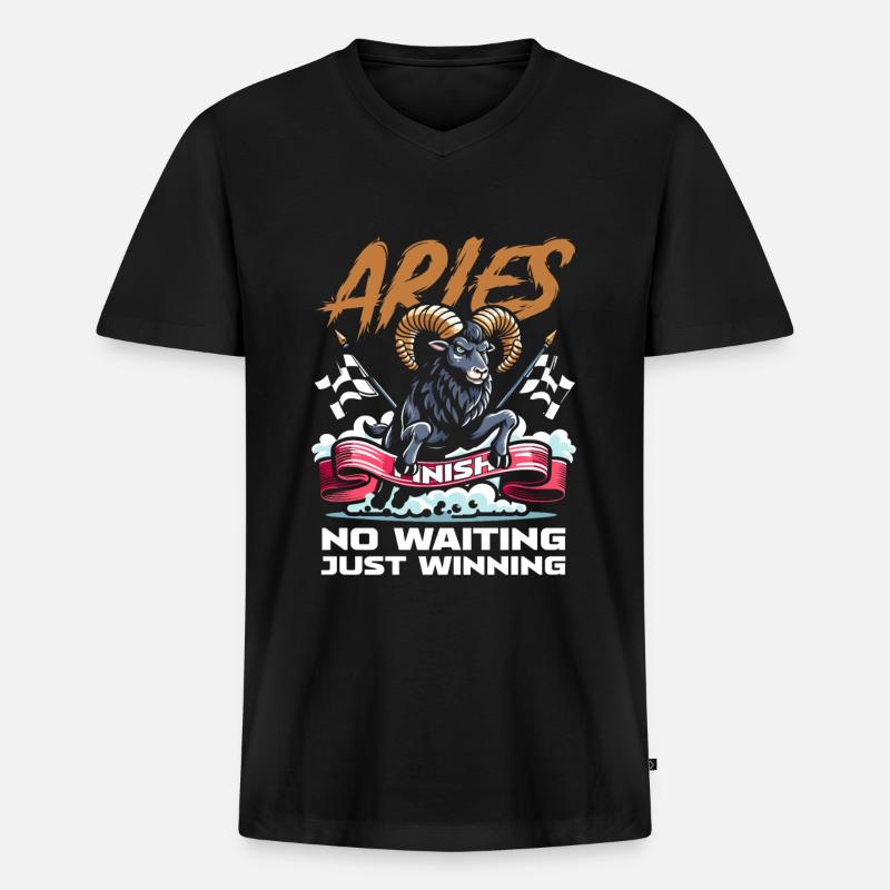 Widder Lustig Astrologie - Männer Premium Bio T-Shirt mit V-Ausschnitt - Schwarz