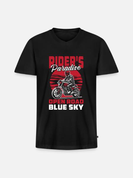 Motorcycle Biker Motorbike - Men's Premium Organic T-shirt with V-neck - black