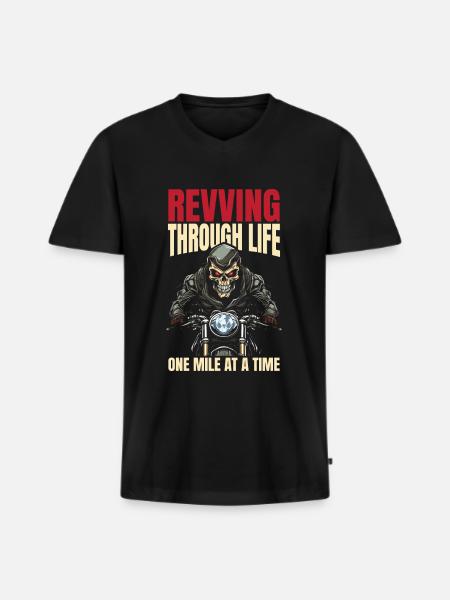 Motorcycle Biker Motorbike - Men's Premium Organic T-shirt with V-neck - black