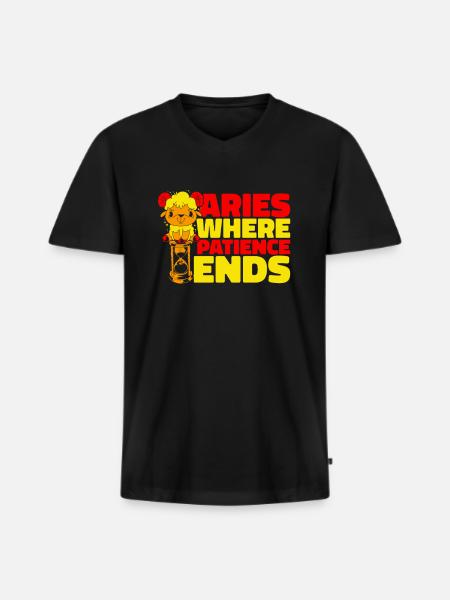 Aries Zodiac Sign - Men's Premium Organic T-shirt with V-neck - black