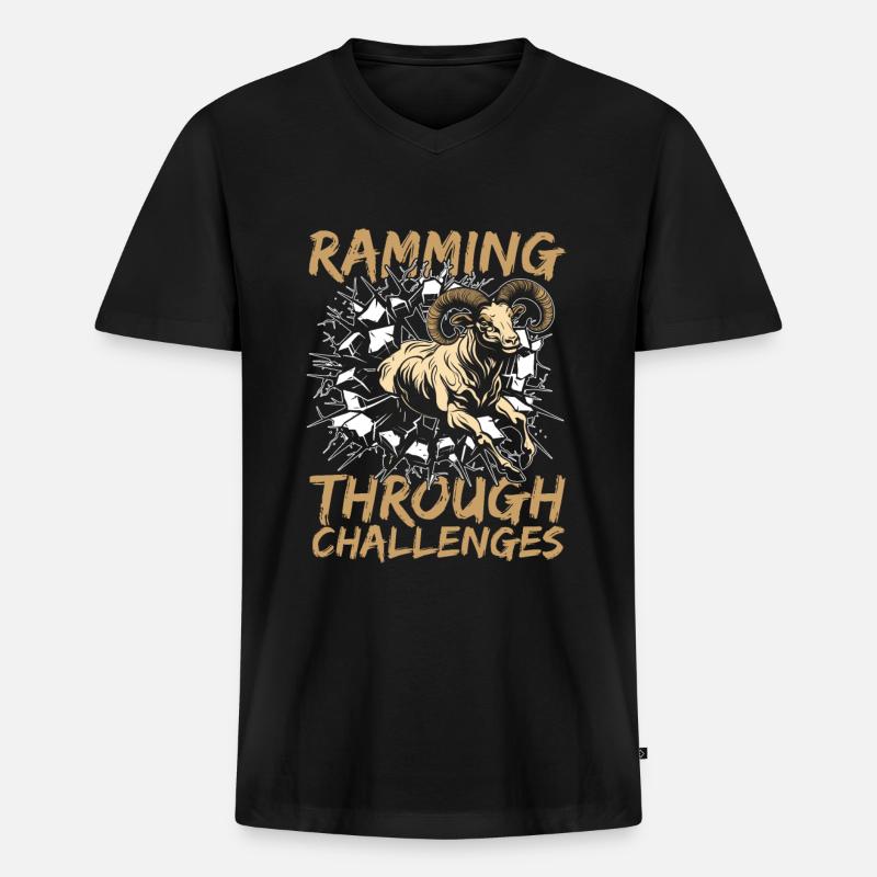 Widder Tier Widder - Männer Premium Bio T-Shirt mit V-Ausschnitt - Schwarz