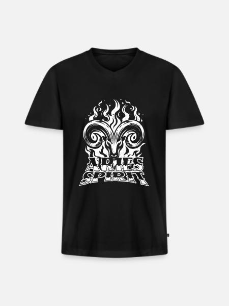 Aries Fire Spirit - Men's Premium Organic T-shirt with V-neck - black