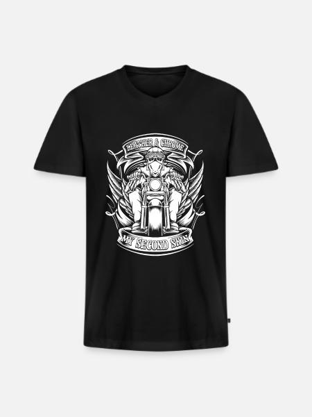 Motorcycle Biker Motorbike - Men's Premium Organic T-shirt with V-neck - black