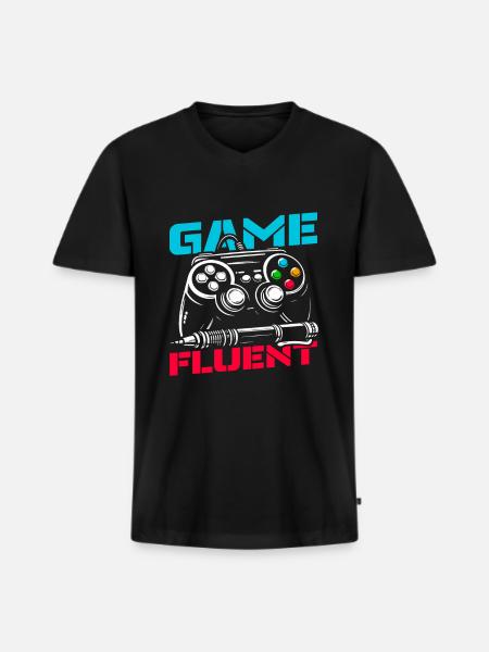 Gamer Gaming - Männer Premium Bio T-Shirt mit V-Ausschnitt - Schwarz