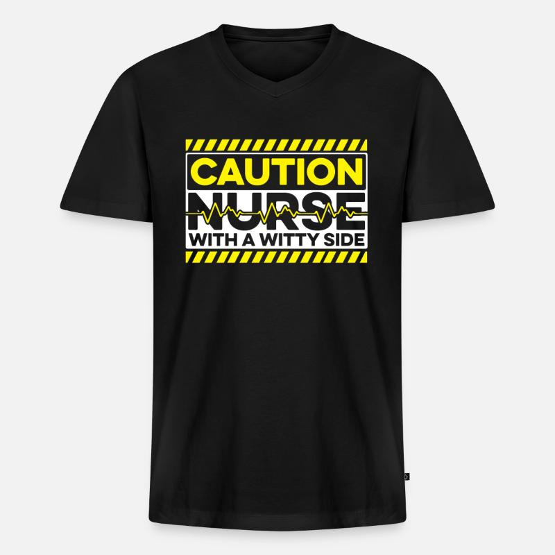 Krankenschwester - Männer Premium Bio T-Shirt mit V-Ausschnitt - Schwarz