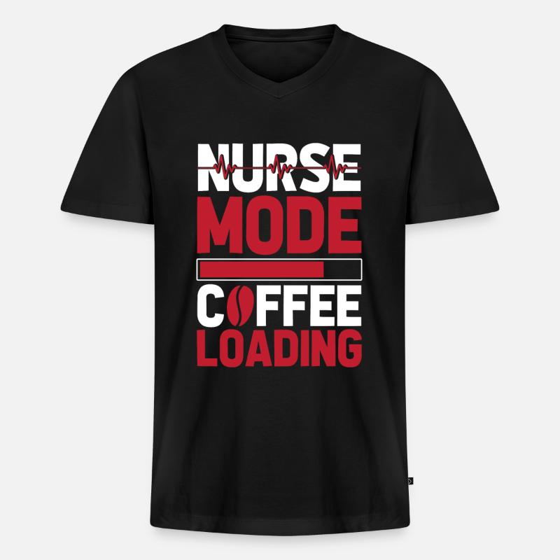 Krankenschwester Kaffee Koffein - Männer Premium Bio T-Shirt mit V-Ausschnitt - Schwarz