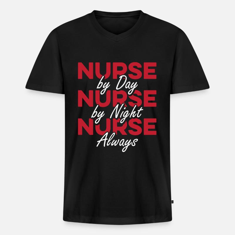 Krankenschwester Superheld - Männer Premium Bio T-Shirt mit V-Ausschnitt - Schwarz