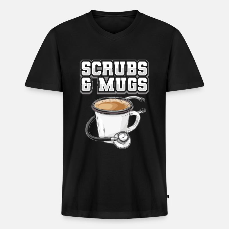 Krankenschwester Kaffee - Männer Premium Bio T-Shirt mit V-Ausschnitt - Schwarz