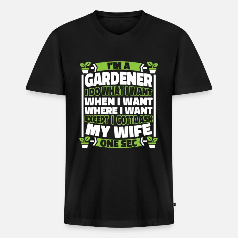 Hobbygärtner Garten - Männer Premium Bio T-Shirt mit V-Ausschnitt - Schwarz