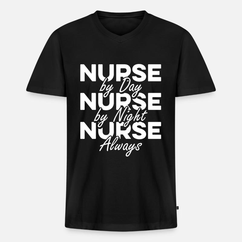 Krankenschwester Superheld - Männer Premium Bio T-Shirt mit V-Ausschnitt - Schwarz