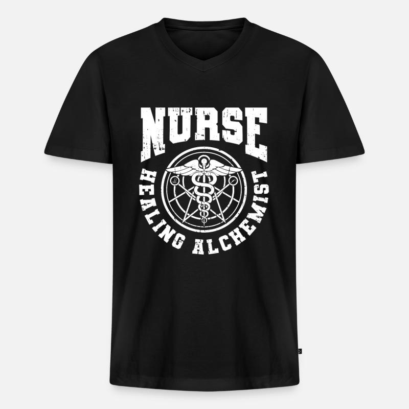 Krankenschwester Alchimie - Männer Premium Bio T-Shirt mit V-Ausschnitt - Schwarz