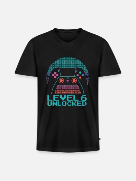 Gamer Gaming Level 6 Unlocked - Men's Premium Organic T-shirt with V-neck - black