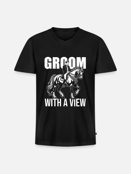 Pferd Reitsport Pferdepflege - Männer Premium Bio T-Shirt mit V-Ausschnitt - Schwarz