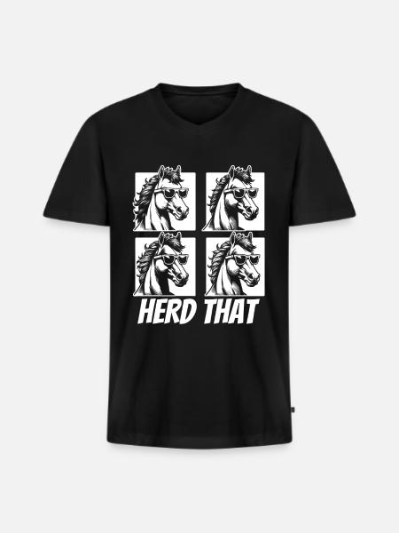 Pferd Reitsport - Männer Premium Bio T-Shirt mit V-Ausschnitt - Schwarz