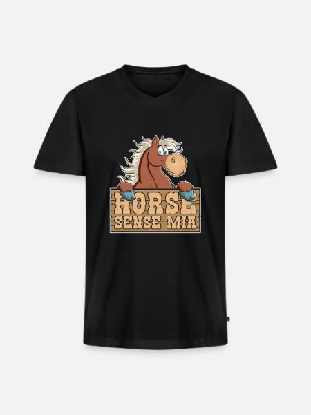 Pferd Reitsport - Männer Premium Bio T-Shirt mit V-Ausschnitt - Schwarz