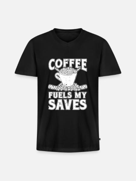 Eishockey Torwart Coffee - Männer Premium Bio T-Shirt mit V-Ausschnitt - Schwarz