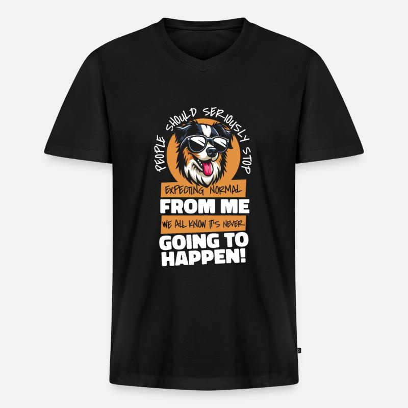 Australian Shepherd - Männer Premium Bio T-Shirt mit V-Ausschnitt - Schwarz