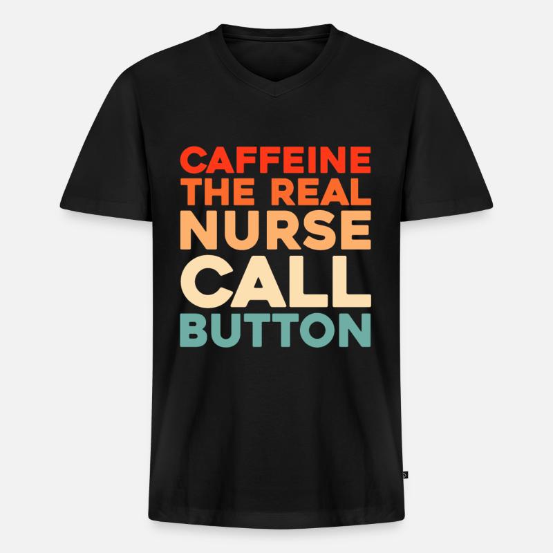 Krankenschwester Kaffee - Männer Premium Bio T-Shirt mit V-Ausschnitt - Schwarz
