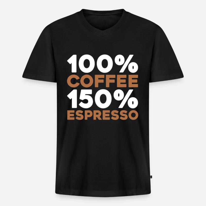 Kaffee Espresso - Männer Premium Bio T-Shirt mit V-Ausschnitt - Schwarz