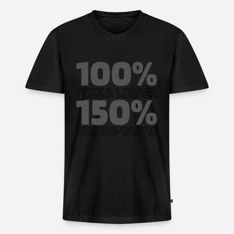Pizza - Männer Premium Bio T-Shirt mit V-Ausschnitt - Schwarz