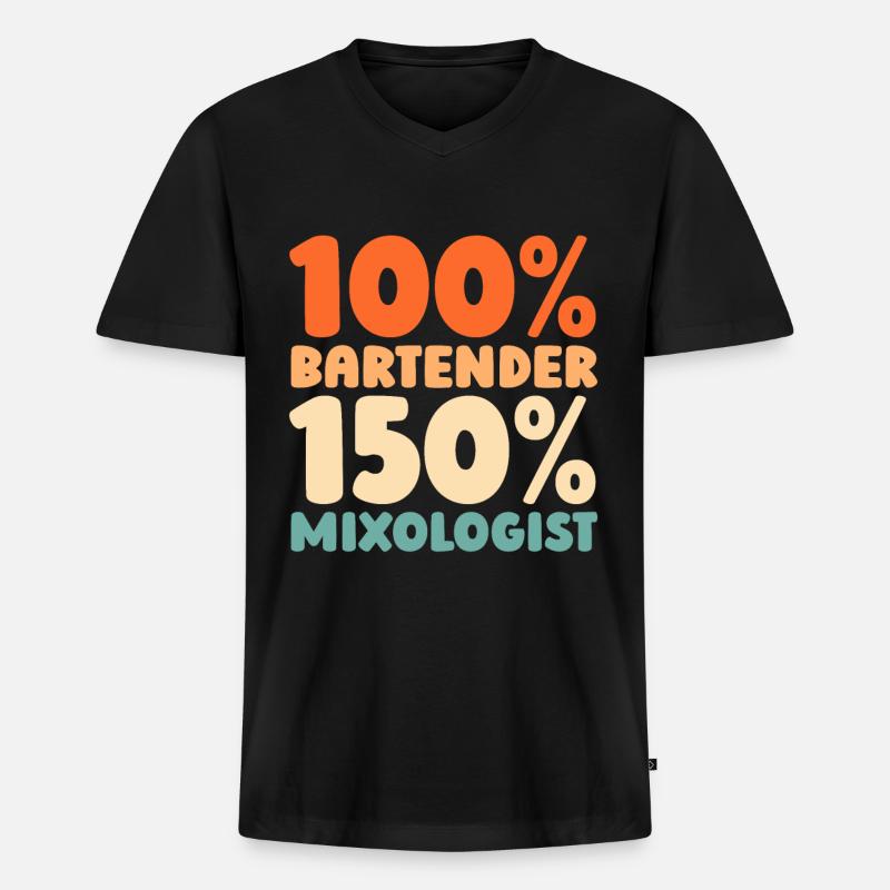 Barkeeper Bartender - Männer Premium Bio T-Shirt mit V-Ausschnitt - Schwarz